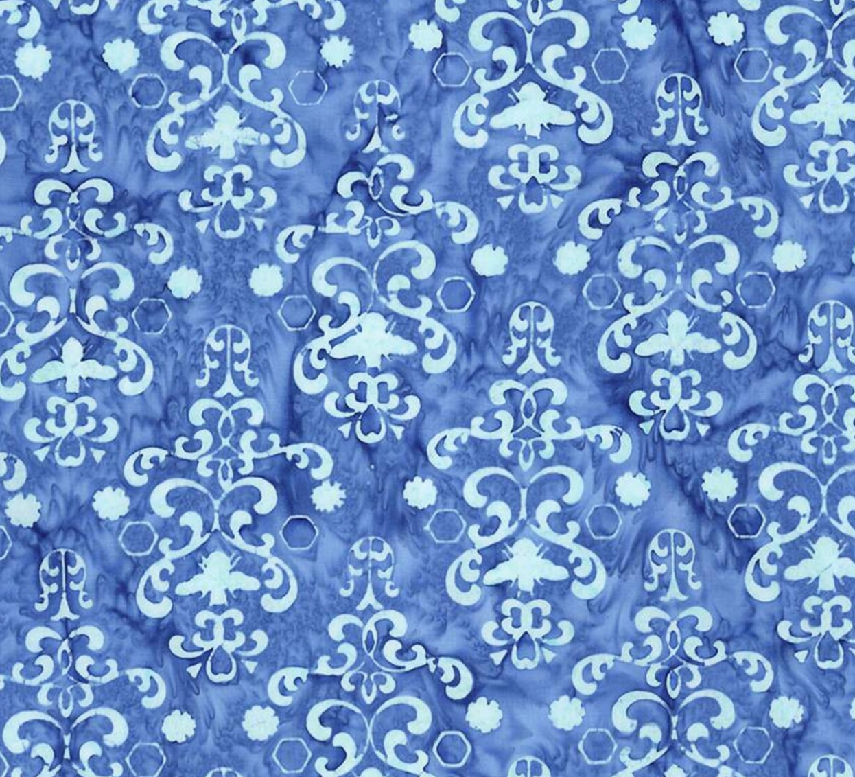 Fabric Riley Blake Ocean Blue Expressions Batiks Watercolor Daisies by the yard