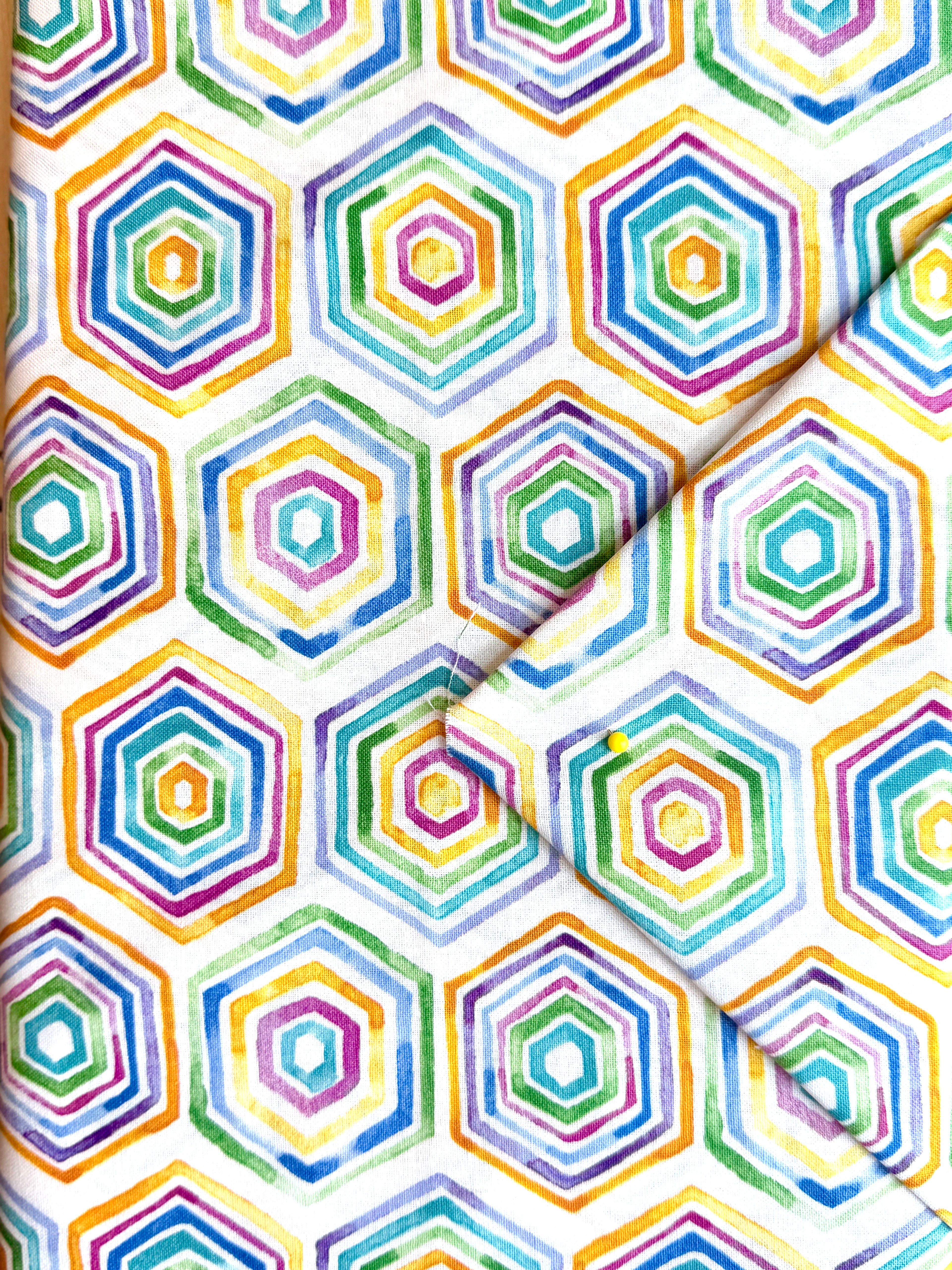 Beehive Geo Multi by Wild Apple Cotton Print