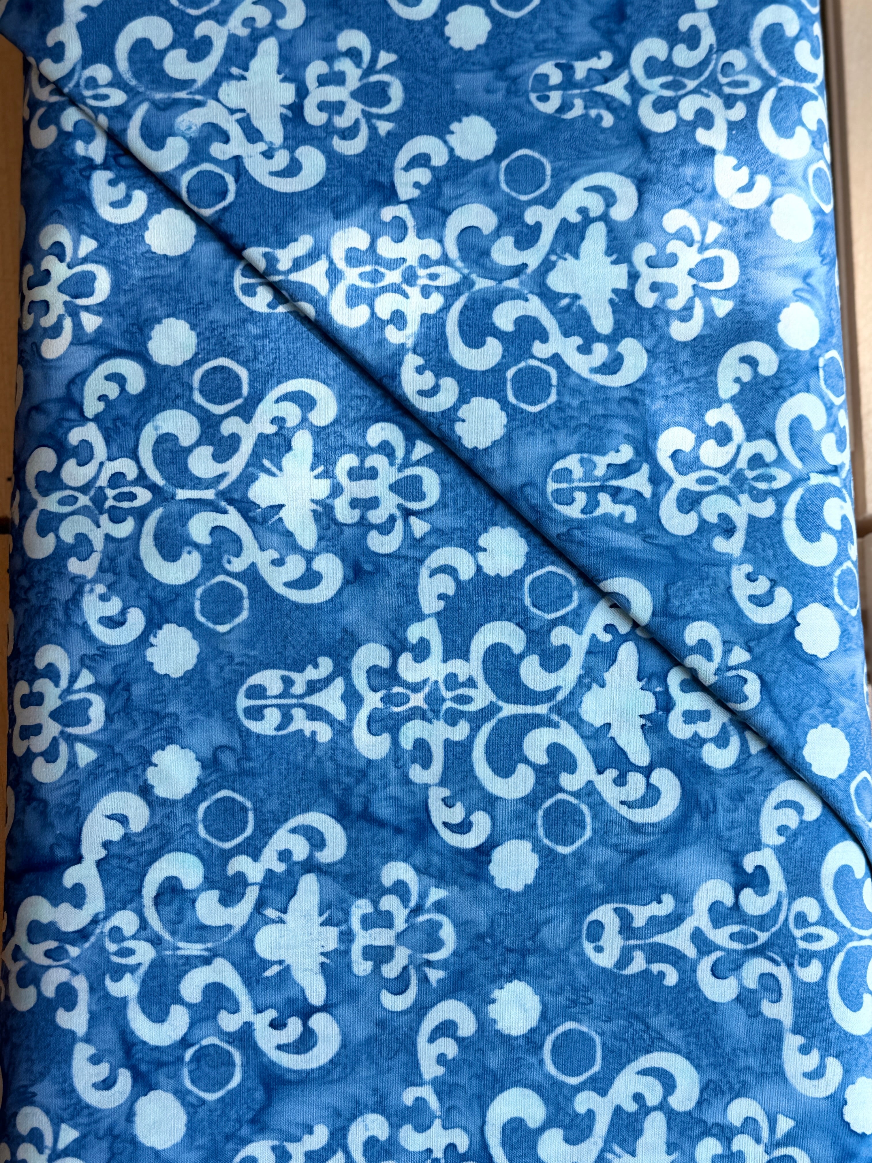 Expressions Watercolor Daisies Batik in Ocean Blue by Riley Blake