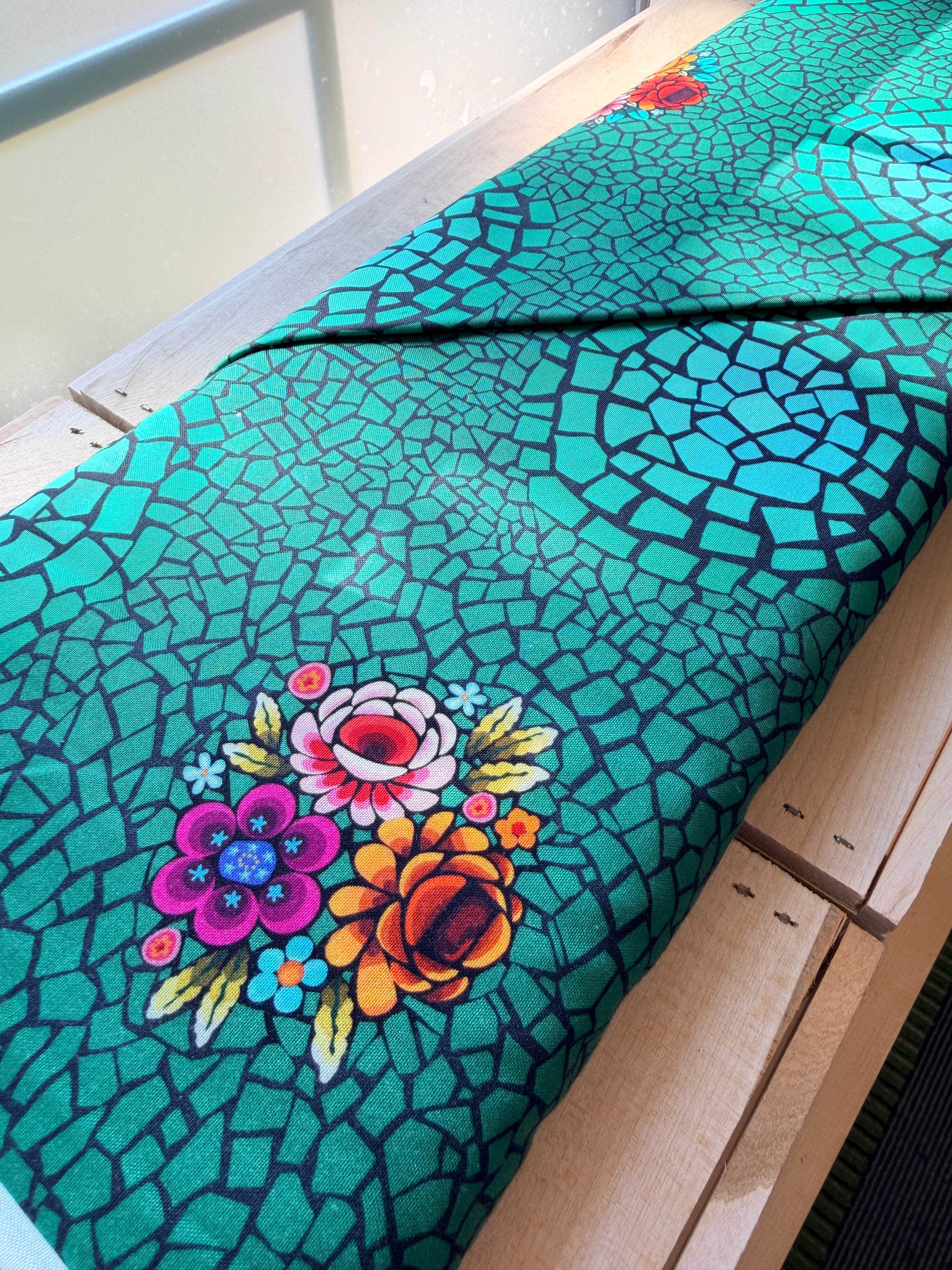 Odile Bailloeul in Murano Teal by Free Spirit fabrics