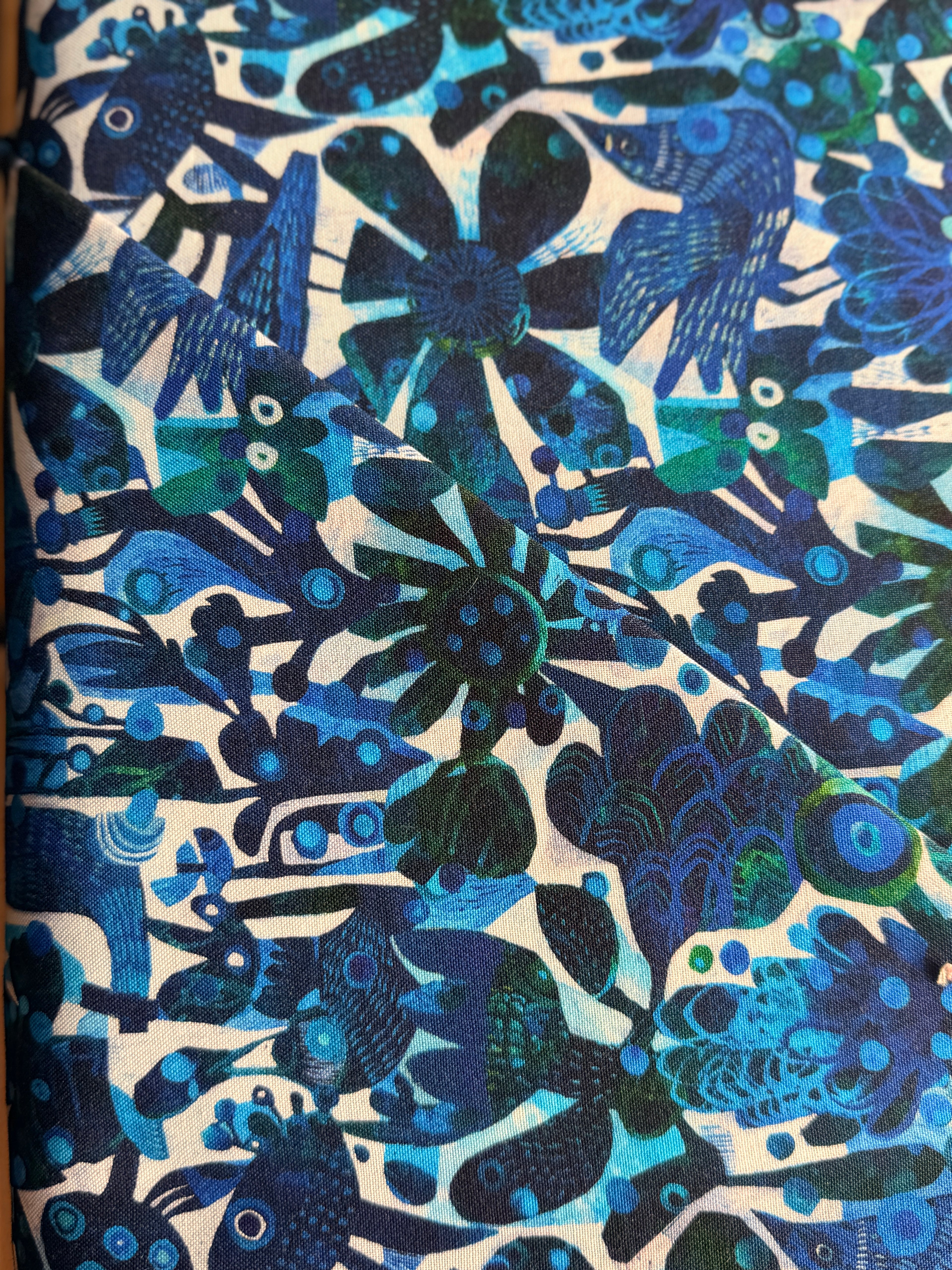 Esté Macleod Blue Birds Ultramarine by Free Spirit fabrics