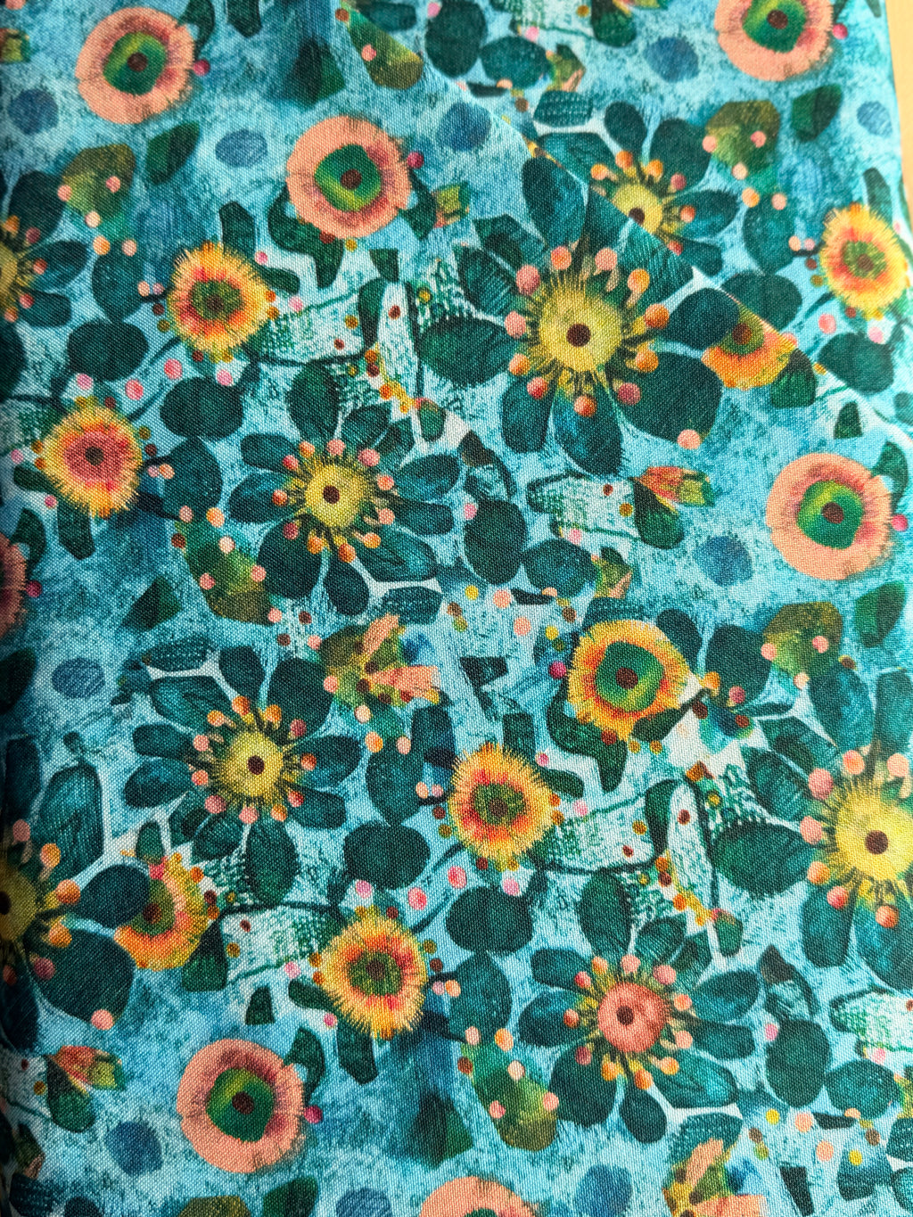 Esté Macleod in Fleur Turquoise by Free Spirit fabrics