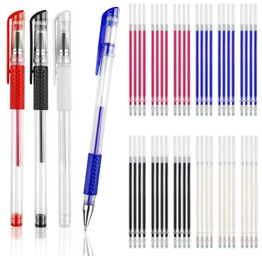 Heat-Erasable Fabric Marking Pens, 4 Colors with 8 Refills