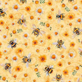 Sunflower Serenade Sunflowers & Bumble Bees on Yellow by MCG