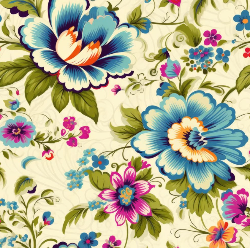 Vintage Flowers #50 on Cream: Vintage Florals by MDG