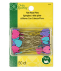 Dritz 50 Flat Heart Quilting Pins - 2"