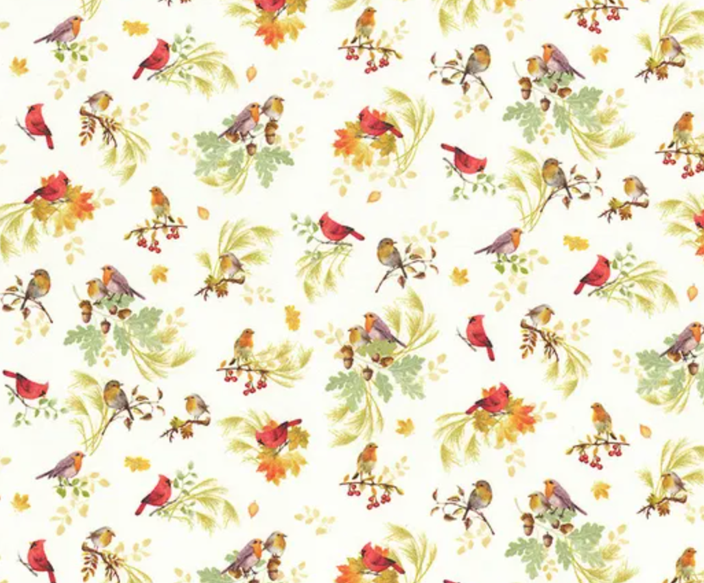 Gather with a Grateful Heart Cream Cardinal on Branches for Timeless Treasures