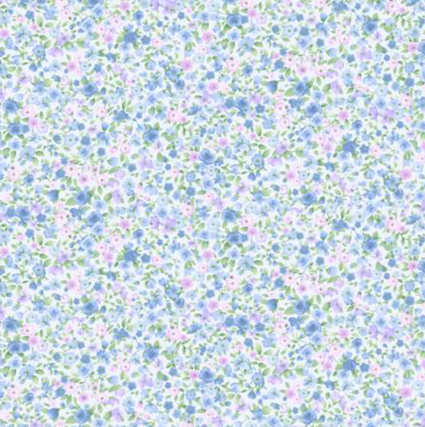 Blue Tiny Antique Floral by Timeless Treasures TT041924