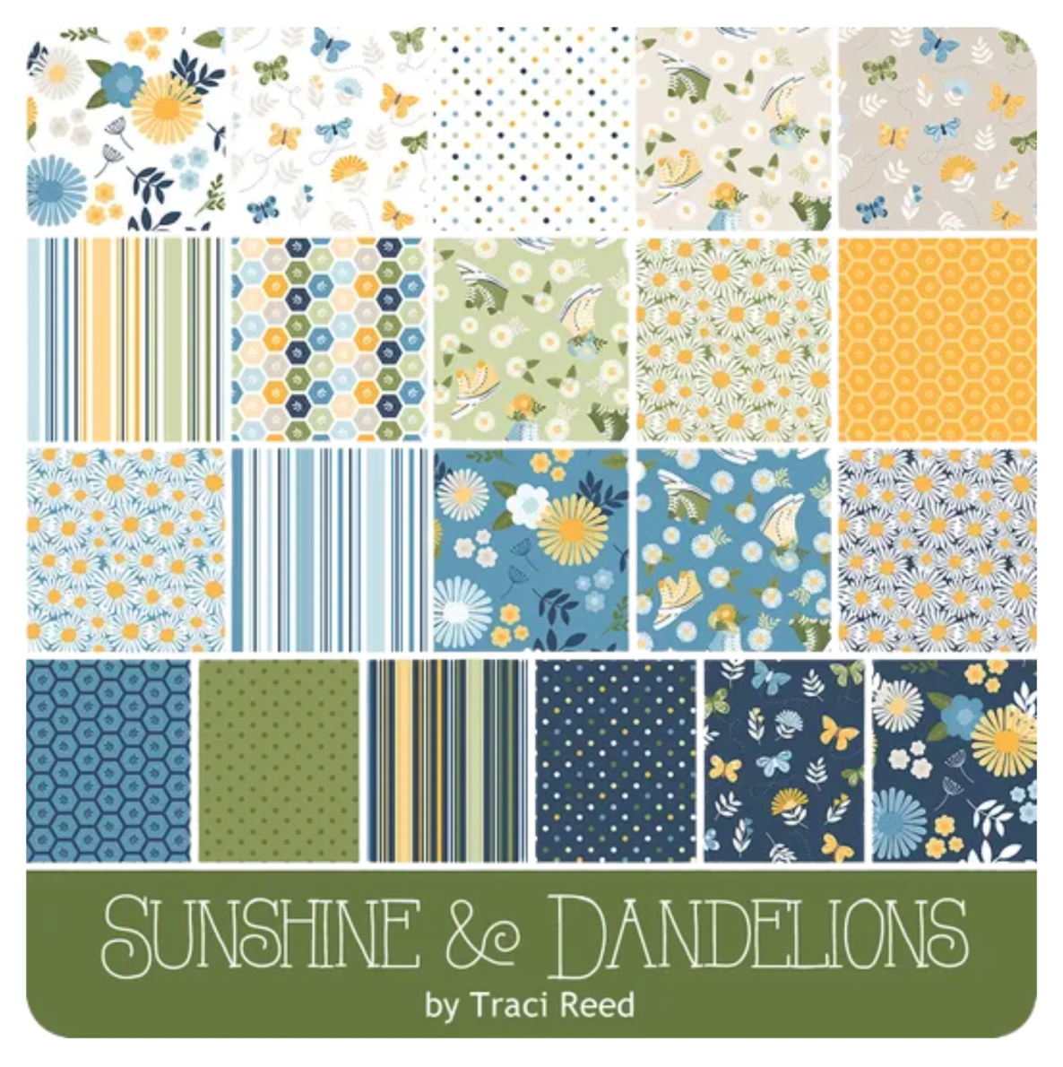 Sunshine and Dandelions 2.5" Strip Roll (Jelly Roll / Rolie Polie) by Riley Blake (RP-17920-40) |