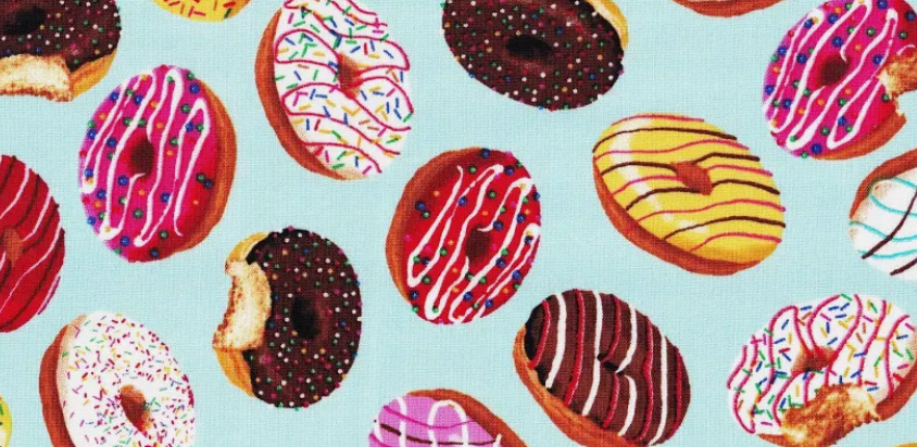Novelty Tossed Donuts 100% Cotton