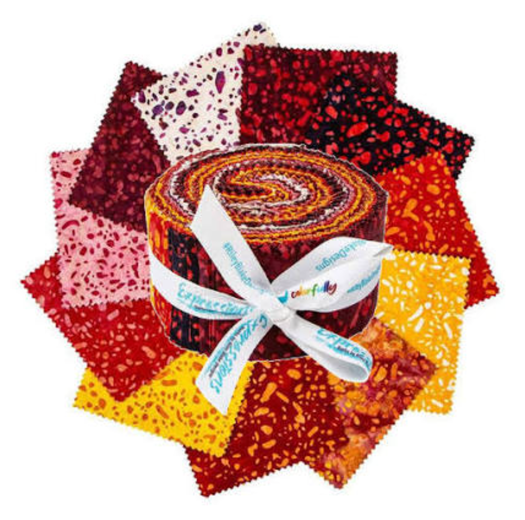Riley Blake Jelly Roll Expressions Batiks Terrazzo Elementals Volcanic 40 2.5-Inch Strips