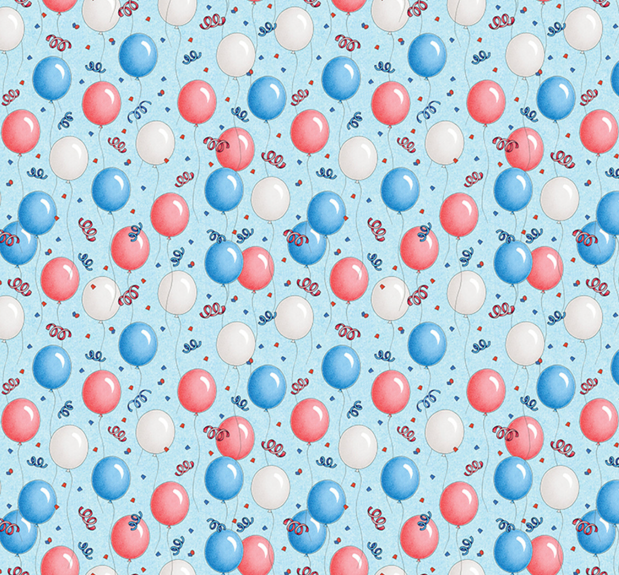 Happy Birthday America - America's Birthday Balloons - Blue by Free Spirit Fabrics