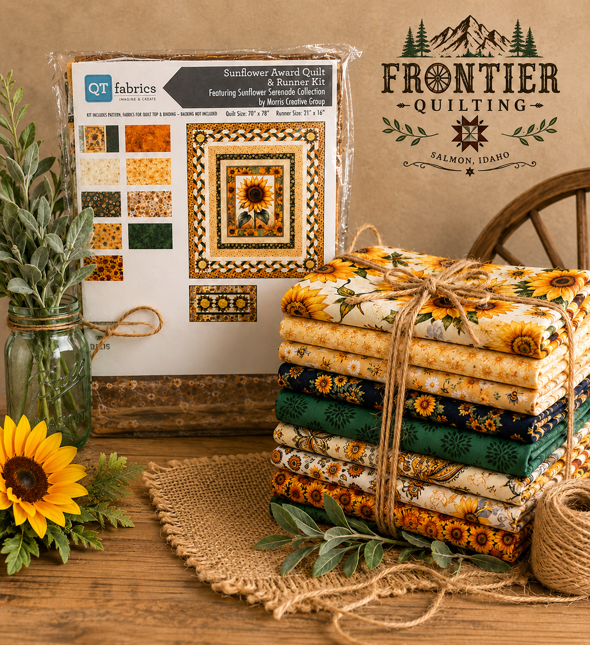 Sunflower Award Quilt with Matching Table Runner Pattern